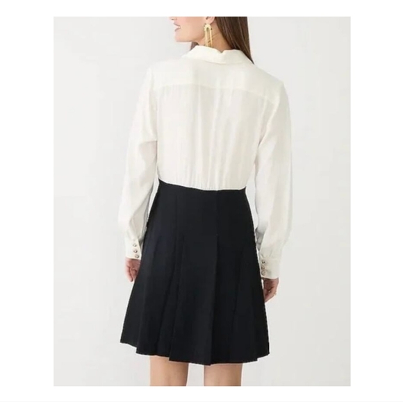 J. Crew Button-Front Crepe Shirt-Dress in Ivory and Black NWT 14 - Picture 12 of 12